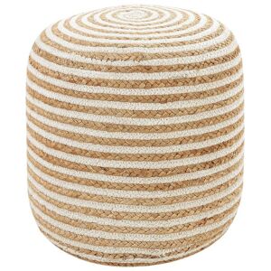 Beliani Puf beige jute 40 x 40 x 40 cm rund cylinder stribet boho-stil til stue værelse opholdsrum