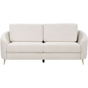 Beliani Sofa Beige Polyester 3 Personers Tyk Polstret Dyb Blød Stofsofa til Stuen Vintage Retro Inspiration Stue Møbel Moderne