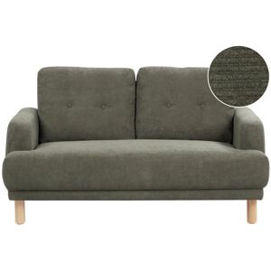 Beliani Sofa Mørkegrøn Fløjl 2 Personers Tyk Polstret Dyb Blød Stofsofa til Stuen Vintage Retro Inspiration Stue Møbel Moderne Fløjlsofa