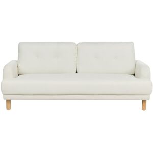 Beliani Sofa Off White Polyester 3 Personers Tyk Polstret Dyb Blød Stofsofa til Stuen Vintage Retro Inspiration Stue Møbel Moderne