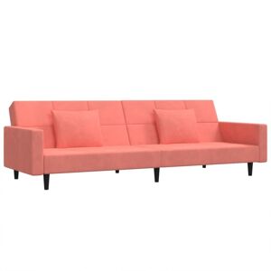 vidaXL 2-personers sovesofa med 2 puder fløjl lyserød