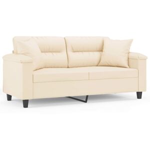 vidaXL 2-personers sofa med puder 140 cm mikrofiberstof beige