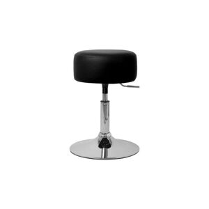 ECD-Germany ML Design Make-Up Taburet Sort lavet af forkromet stål, sæde stol runde Ø 33 cm, toiletbordstole Højde justerbar 52-65 cm, anti-slip gummi