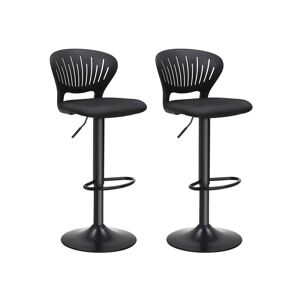 Mina Barstol - Sæt med 2 - Barstole i højde justerbar - med kroneformet ryglæn - 360 ° Rotatabelt - Opdateret sæde - sort
