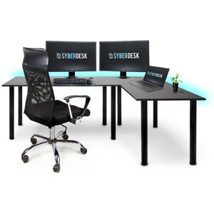 SyberDesk Gaming Pro LED hjørne skrivebord 197 x 132 cm med LED stort computer skrivebord