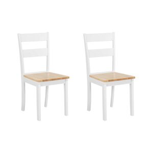 Beliani Spisebordsstole Hvid Lyst Træ 89 x 43 x 45 cm Træstole uden Armlæn Skandinavisk stil til Køkken Klassisk Design Indretning Spisestue Nem Pleje
