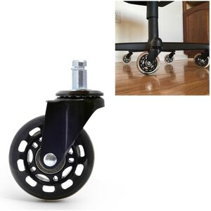 shopnbutik 2.5 tommer PU sort gennemsigtig cykelpasning kontorstol 11x22mm polstret skrue universalhjul