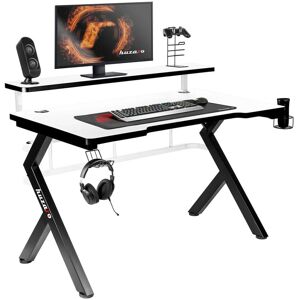 Skrivebord Gaming Huzaro HZ-Hero 5.0 White Hvid Sort Kulfiber 120 x 60 cm