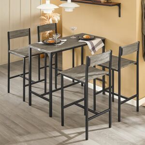 SoBuy Køkkenbord med 4 barstole Spisebord Barbord højt bord Brun Højt bord med stole OGT14-N