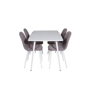 ebuy24 Polar120X80WHWH spisebordssæt spisebord hvid og 4 Polar stole grå, hvid.