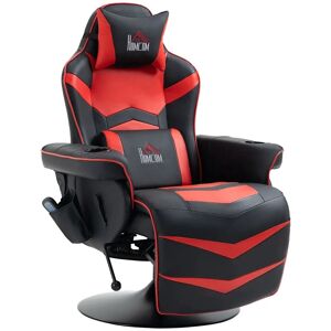 Rootz Living Rootz Gaming Stol - Massagefunktion - Inklusiv fodstøtte - Tv-stol - Liggende funktion - Kunstlæder - Rød + Sort - 79,5W x 82,5D x 111,5H cm