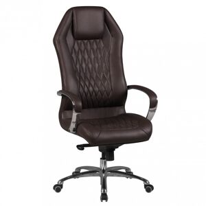 Rootz Living Rootz Executive Chair - Diamantdesign - Ægte læder - Aluminiumsarmlæn - Ergonomisk - Åndbar - Brun/sølv - 126-136cm x 67cm x 45cm