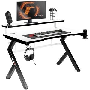 Skrivebord Gaming Huzaro HZ-Hero 5.0 White Hvid Sort Kulfiber 120 x 60 cm