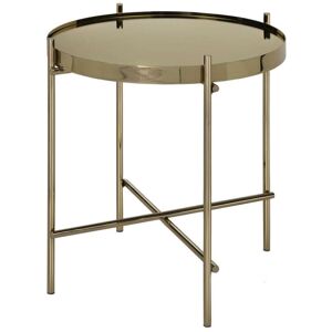 ECD-Germany WOMO-DESIGN design sidebord Ø43x45cm antik messing, stuebord, rundt sofabord, moderne glasbord, ædle sofabord, lille loungebord metalcoatet