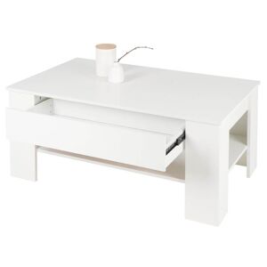 ECD-Germany ML Design sofabord med 1 skuffe og hylde, 110×65×48 cm, spånplader, hvid, robust og ridsefast, moderne sidebord stue bord hud sofabord bordmøbler