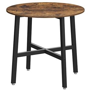 Songmics Spisebord, rundt køkkenbord, til stue, kontor, 80 x 75 cm (Diameter x H), industriel stil, rustik brun og sort KDT080B01