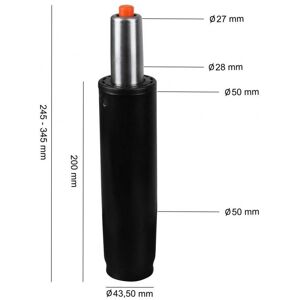 Rootz Living Rootz Rootz gasfjeder sort metal op til 180 kg 245 - 345 mm - Pneumatisk fjeder højdejustering 10 cm - Gaslift til stole