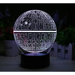 High Discount Star Wars Død 3D LED Lampe – Holographic Lamp, 2 lystilstande, 7 farver, drevet USB eller AA batteri