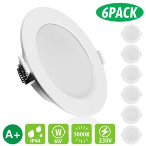 KingSo 6 stk AC230V 6W LED forsænket loftslys Ultratynde spotlights Downlights til badeværelse Stue Køkken