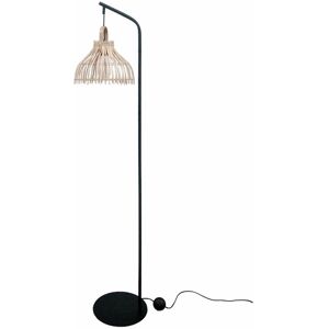 Gulvlampe DKD Home Decor Sort Metal Brun Spanskrør (40 x 40 x 160 cm)