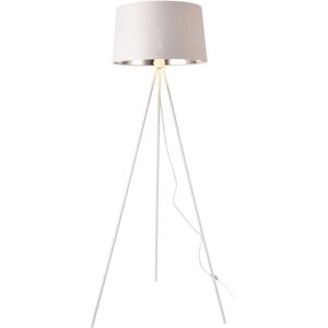 [lux.pro]® Gulvlampe Manchester-3 fødder-lampeskærm: Ø45cm-højde:150cm-metal-tekstil-hvid-sølv-1xE27, max.60W