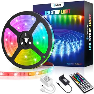 Elfeland 5M LED Strip, 5050 RGB LED Strip 150 Flerfarvede Dæmpbare LED'er, LED Light Kit til soveværelset med 44 nøgler infrarød fjernbetjening