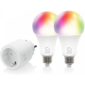 Deltaco Starterkit, 2x RGB LED Lampe E27 + 1 Smart Plug