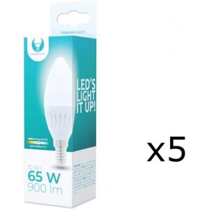 Forever Light LED-Lampa E14, C37, 10W, 230V, 6000K, Keramisk, Kallvitt