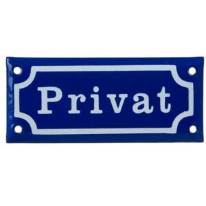 Grunne Emalje Sign Private Blue