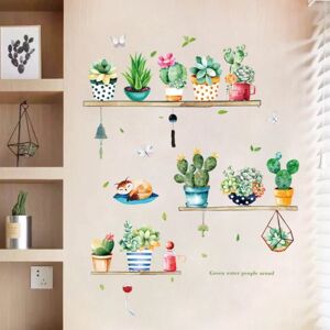 shopnbutik Cactus Potted PVC Self-adhesive Removable Wall Stickers