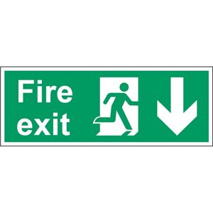 Securit Fire Exit Arrow Down Sign