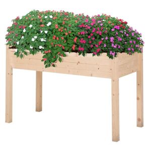 Rootz Living Rootz Højbed - Plantekasse - Blomsterkasse - Urtepotte - Urtebed med drænhuller - Ikke-vævet klud - Massivt træ Natur - 122,5 x 56,5 x 76 cm