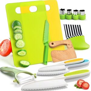 NSF 13 stykker montessori køkken værktøj til småbørn-børn madlavning sæt rigtige småbørn safe knive sæt