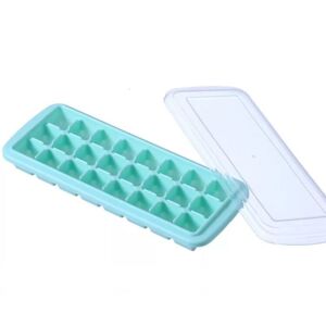 shopnbutik Creative 24 Grid Silicone Ice Tray Home Large Ice Cube Mold Ice Box with Lid(Mint Green)