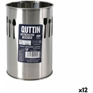 Pot for Kitchen Utensils Quttin Stainless steel Silver 10 x 15 x 10 cm (12 Units)