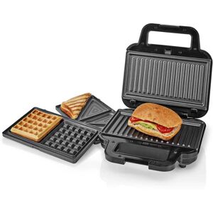 Nedis Multi Grill   Grill / Sandwich / Waffle   700 W   22 x 12.5 cm   Automatisk temperaturregulering   Plastik / Rustfri Stål