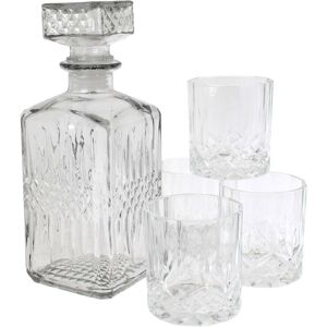 Northix Whisky karaffel med 4 whiskyglas