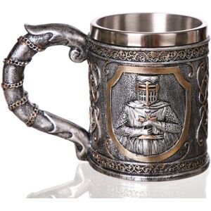 shopnbutik 3D Viking Skull Coffee Beer Mug Skull Mug Beer Wine Drink Gift Stainless Steel Knight Decorative Cup for Men Mug