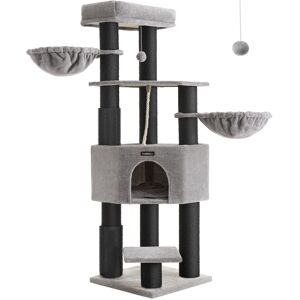 Feandrea Cat Tree til store katte, Heavy Duty Cat Tower, 9 kradsestolper, grå og sort