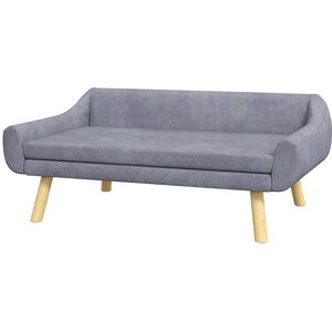 Rootz Living Rootz Pet Sofa - Hundesofa - Scandi Design - Aftagelig pude - Velvet Look - Grå + Naturlig - 102 cm x 58,5 cm x 42,5 cm