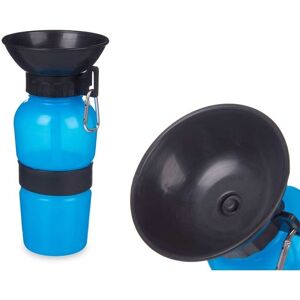 Mascow Dog Water Bottle-Dispenser Blue Black Metal Plastic 500 ml