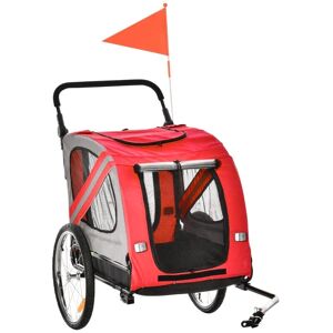 Rootz Living Rootz Dog Buggy - Hundevogn - Pet Buggy - Pet Bike Trailer - Hundeklapvogn - Sikkerhedssnorreflekser - Rød - 140cm x 72,5cm x 108cm