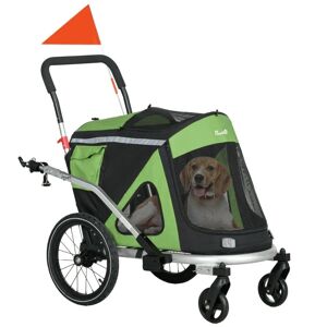 Rootz Living Rootz Dog Buggy - Hundejogger - Cykeltrailer - 2 Reflekser - Pet Bike Trailer - 1 Sikkerhedssnor - Oxford Cloth-aluminium - Grøn - 150 X 68 X 95 Cm