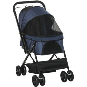 Rootz Living Rootz Folding Dog Buggy - Kæledyrsvogn - 1 kurv - 2 bremser - Inklusiv sikkerhedssnor - Oxford stof - Blå - 76,5L x 52W x 95H cm