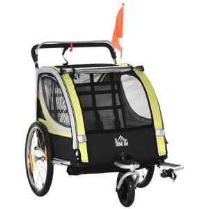 Rootz Living Rootz 2-i-1 cykeltrailer - Til 2 børn - Glidefunktion - Regnslag - Bremse - Oxford stof - Gul + Sort - 142cm x 75cm x 101cm