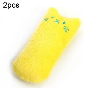 Shoppo Marte 2 PCS Teeth Grinding Catnip Toys Funny Interactive Plush Cat Toy Pet Kitten Chewing Toy  Claws Thumb Bite Cat mint for Cats(Yellow)