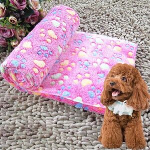 Shoppo Marte Dog Kennel Mat Footprints Pattern Thick Warm Coral Fleece Pet Dog Blankets, Size: L, 80*100cm(Magenta)