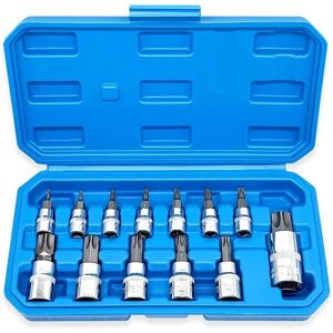 NSF Professionel 13 pieces Torx Star Bit Socket Nuts Set 1/4 3/8 og 1/2″ Drive T8 – T70  Hjem Værktøj Kits