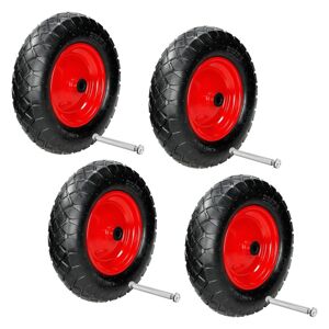 ECD-Germany ECD Germany 4 stykker trillebørhjul med pneumatiske dæk med aksel - 4.80 / 4.00-8 - Ø 390mm - 95mm bredde - 200kg bæreevne - dæk med stålfælge -