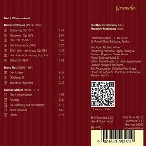 MediaTronixs Richard Strauss : Günther Groissböck/Malcolm Martineau: Nicht Wiedersehen! CD
